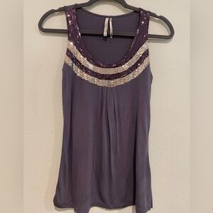 Beautiful sequins tank in Smokey purple and silver.  Made in Turkey size…